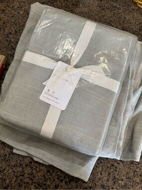 NEW Pottery Barn Mineral Blue Emery Linen Curtains